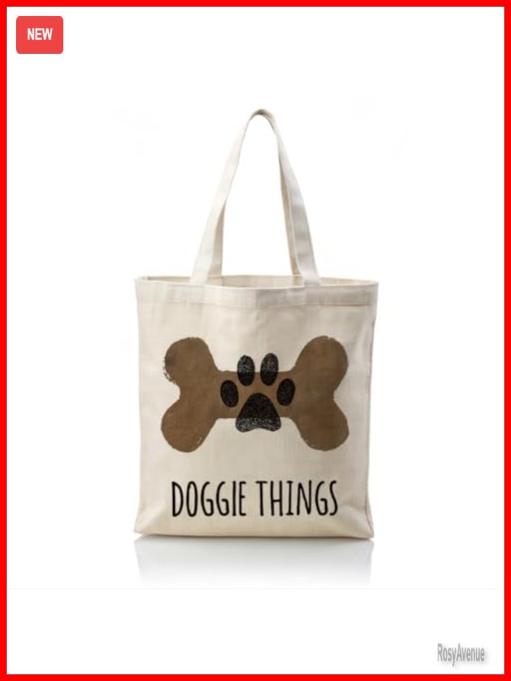 Canvas Tote Bag Dog Lover Bone Paw Print Reusable Shopping Bag